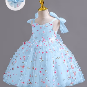 Vestido de fiesta celeste de mariposa 3D