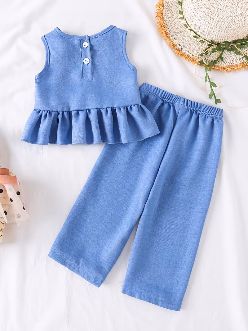 Conjunto 2 piezas cielo azul blusa y pantalón