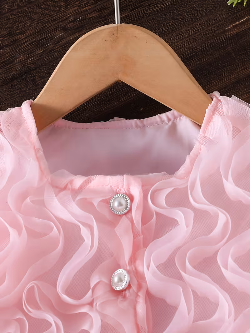 Conjunto de 2 piezas de malla ondulada tridimensional rosado