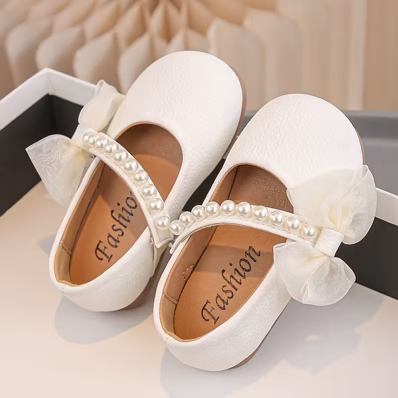 Zapatos de perla suela blanda con punta redonda