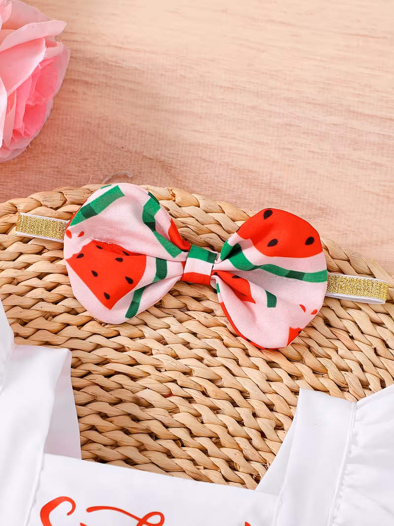 Romper temático sandía con estampado "Sweet One" con cintillo
