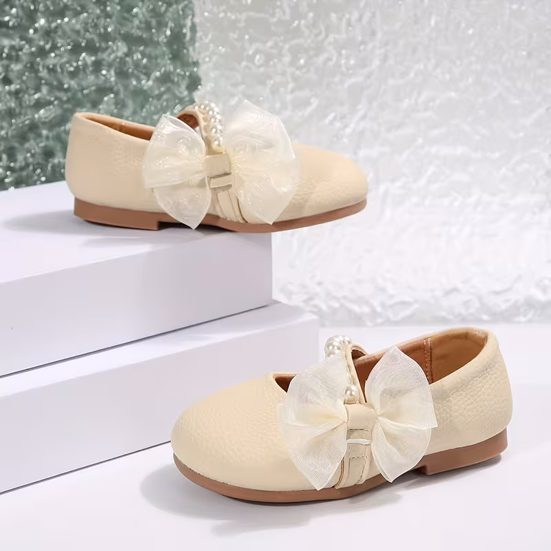 Zapatos de perla suela blanda con punta redonda