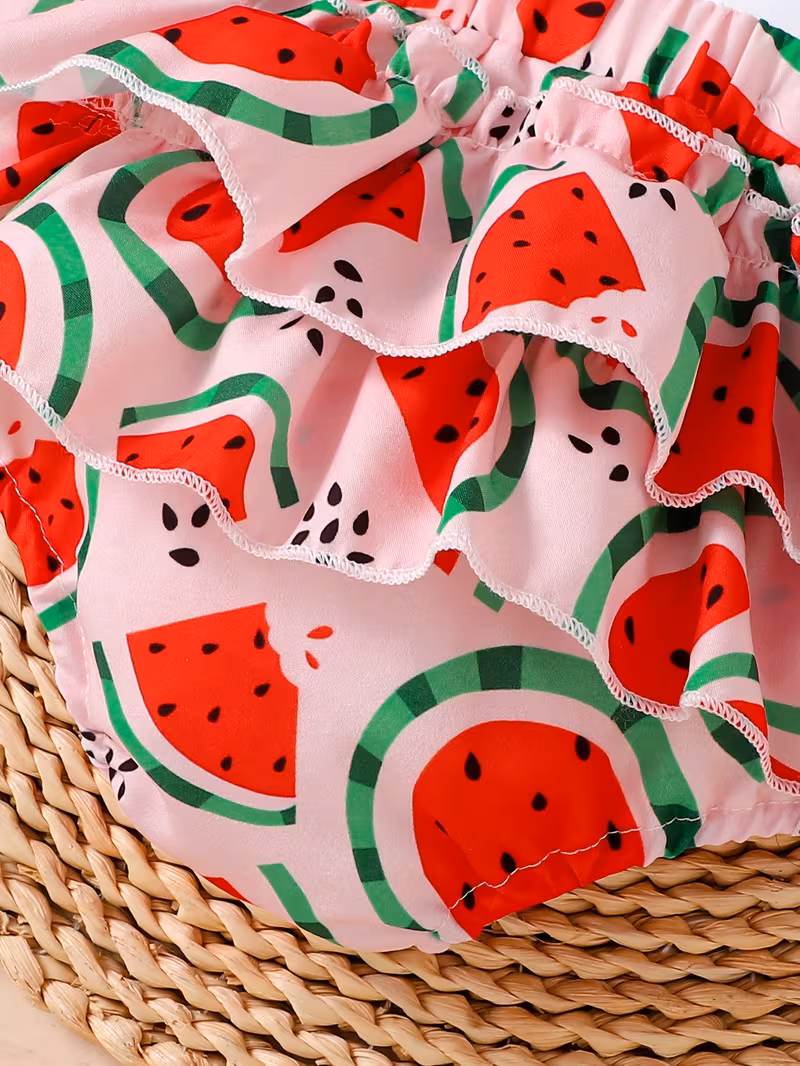 Romper temático sandía con estampado "Sweet One" con cintillo
