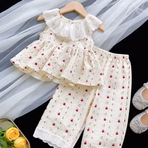 Conjunto 2 piezas verano francés con estampado frutal