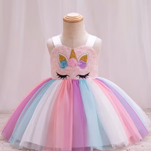 Vestido temático unicornio sublimado y tul