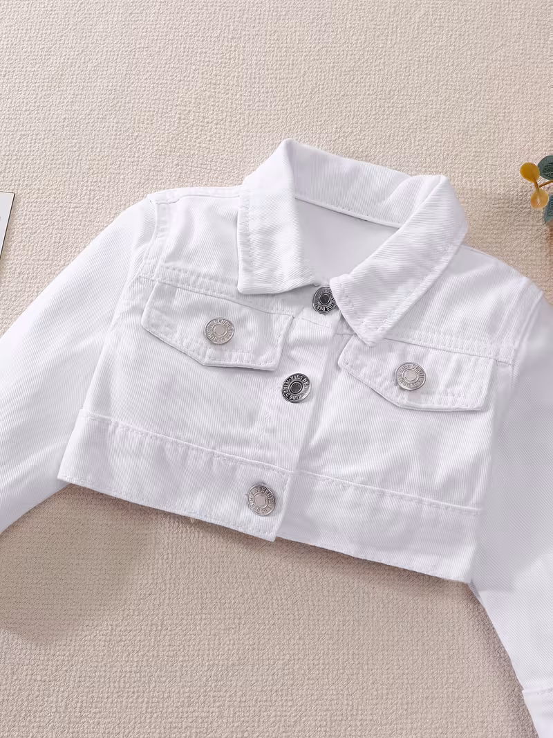 Conjunto de chaqueta con falda de mezclilla blanca