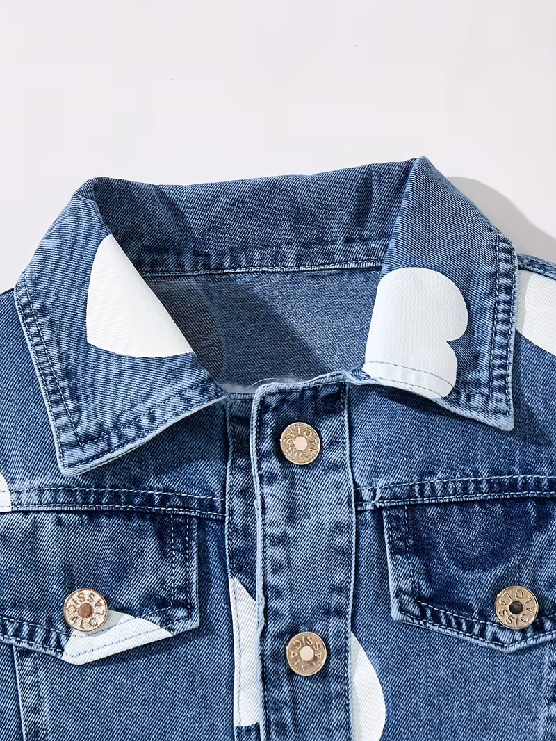Conjunto 2 piezas denim con estampado de corazón