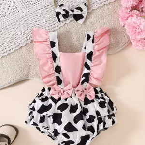 Romper temático de vaquita con cintillo