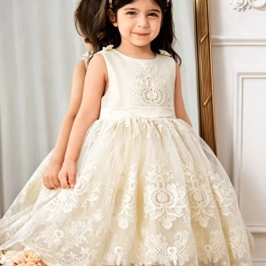 Vestido bordado de lujo ligero y elegante francés