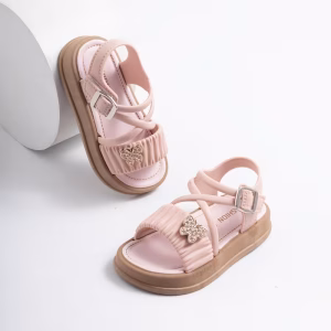 Sandalias de goma rosada tiras cruzadas