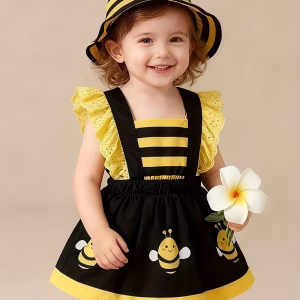 Vestido temático de abejita con gorro