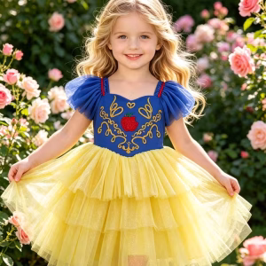Vestido de tul en capas temática de blancanieves