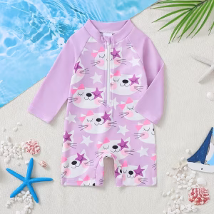 Bañador con estampado de lazo y gorro