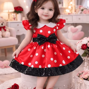 Vestido rojo con lunares temático