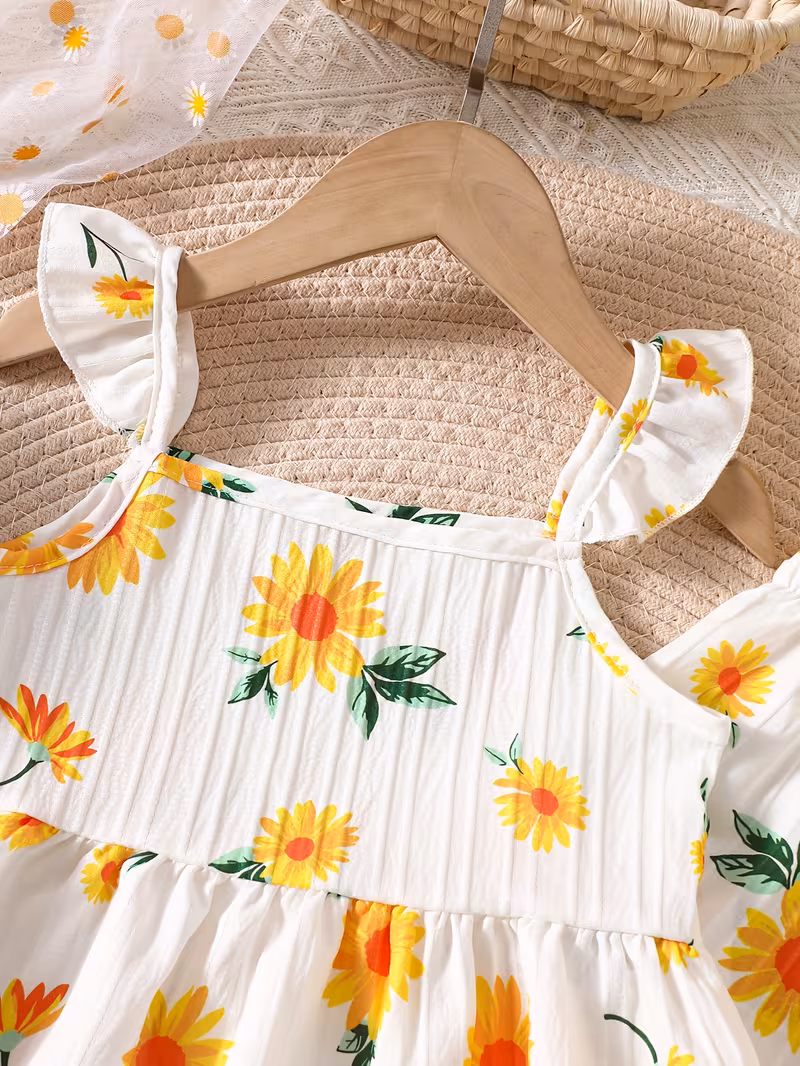 Conjunto blusa de tirantes con pantalón ancho con estampado de girasoles - Imagen 4
