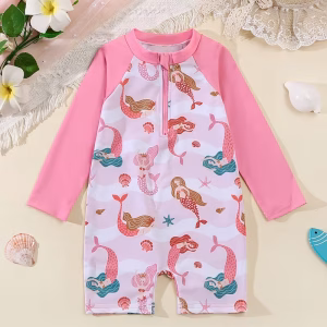 Bañador con estampado de sirena manga larga