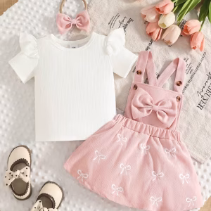 Blusa overol vestido con bordado de lazo y cintillo