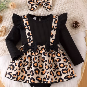 Romper vestido manga larga con estampado print con cintillo