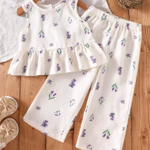 Conjunto 2 piezas veraniego con estampado de tulipanes