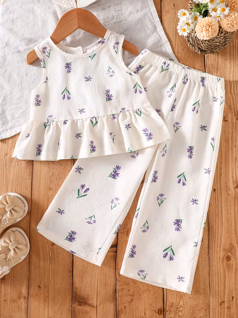 Conjunto 2 piezas veraniego con estampado de tulipanes