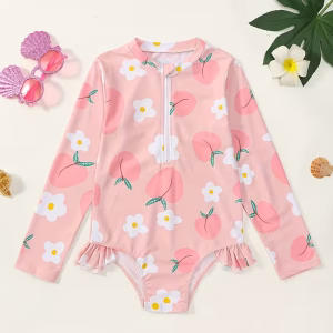 Bañador con estampado de margaritas con duraznos
