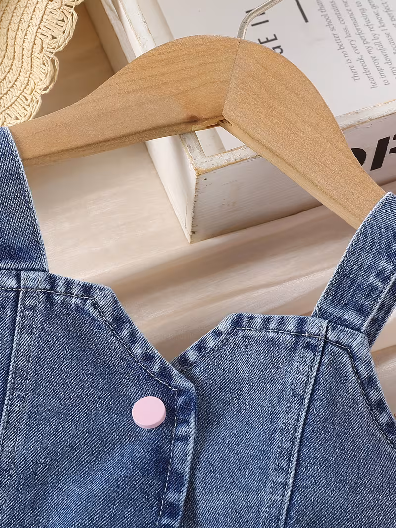 Conjunto de mezclilla camisola y falda bordada