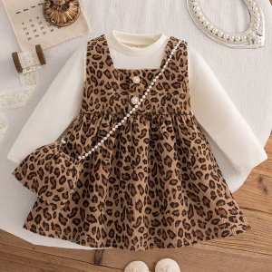 Vestido animal print de manga larga y bolso