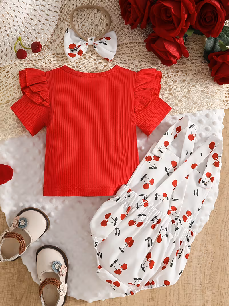 Blusa roja con body estampado de cerezas
