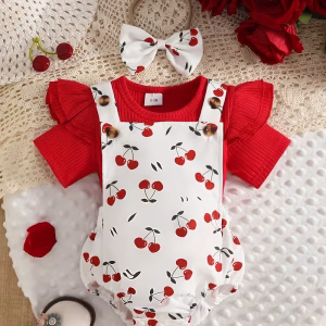 Blusa roja con body estampado de cerezas