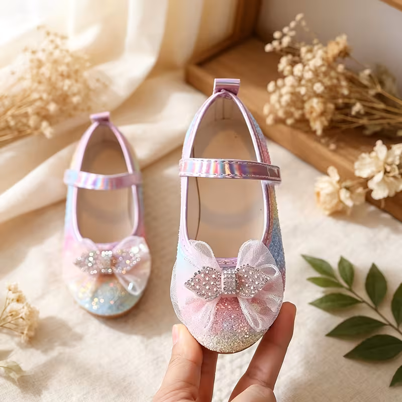 Zapatos Mery Jane purpurina con degradado arcoíris