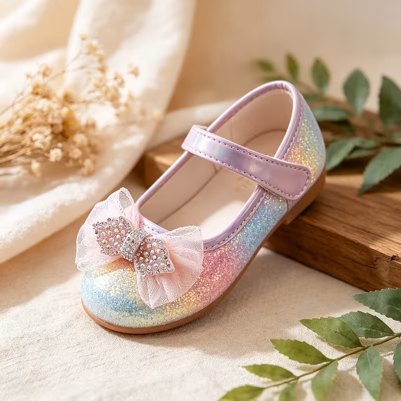 Zapatos Mery Jane purpurina con degradado arcoíris