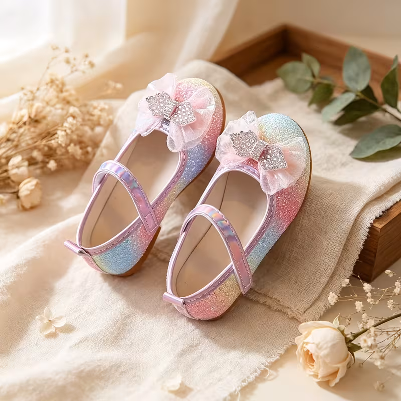 Zapatos Mery Jane purpurina con degradado arcoíris