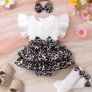 Romper blanco con print medias y cintillo