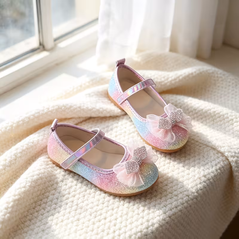 Zapatos Mery Jane purpurina con degradado arcoíris